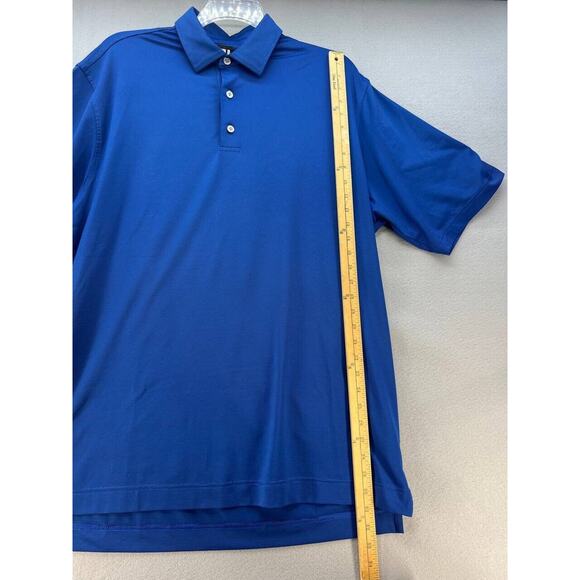 Foot Joy Polo Golf Shirt Men's XL Blue Micro Feeder Stripe Lisle Short Sleeve - Picture 8 of 9